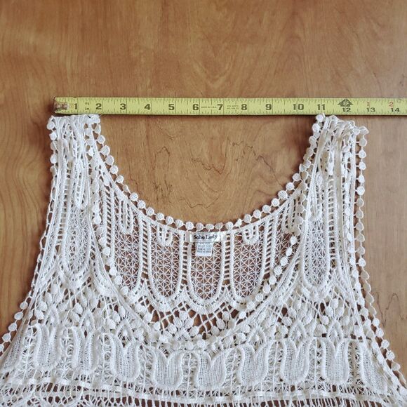 Soho Lady Y2K Crochet Tank Top Plus Size Cream Boho Butterflies Floral Festival - Picture 11 of 11